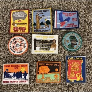 Vintage Boy Scout Patches BSA 1970-1980's White Beaver District Lot Of 9